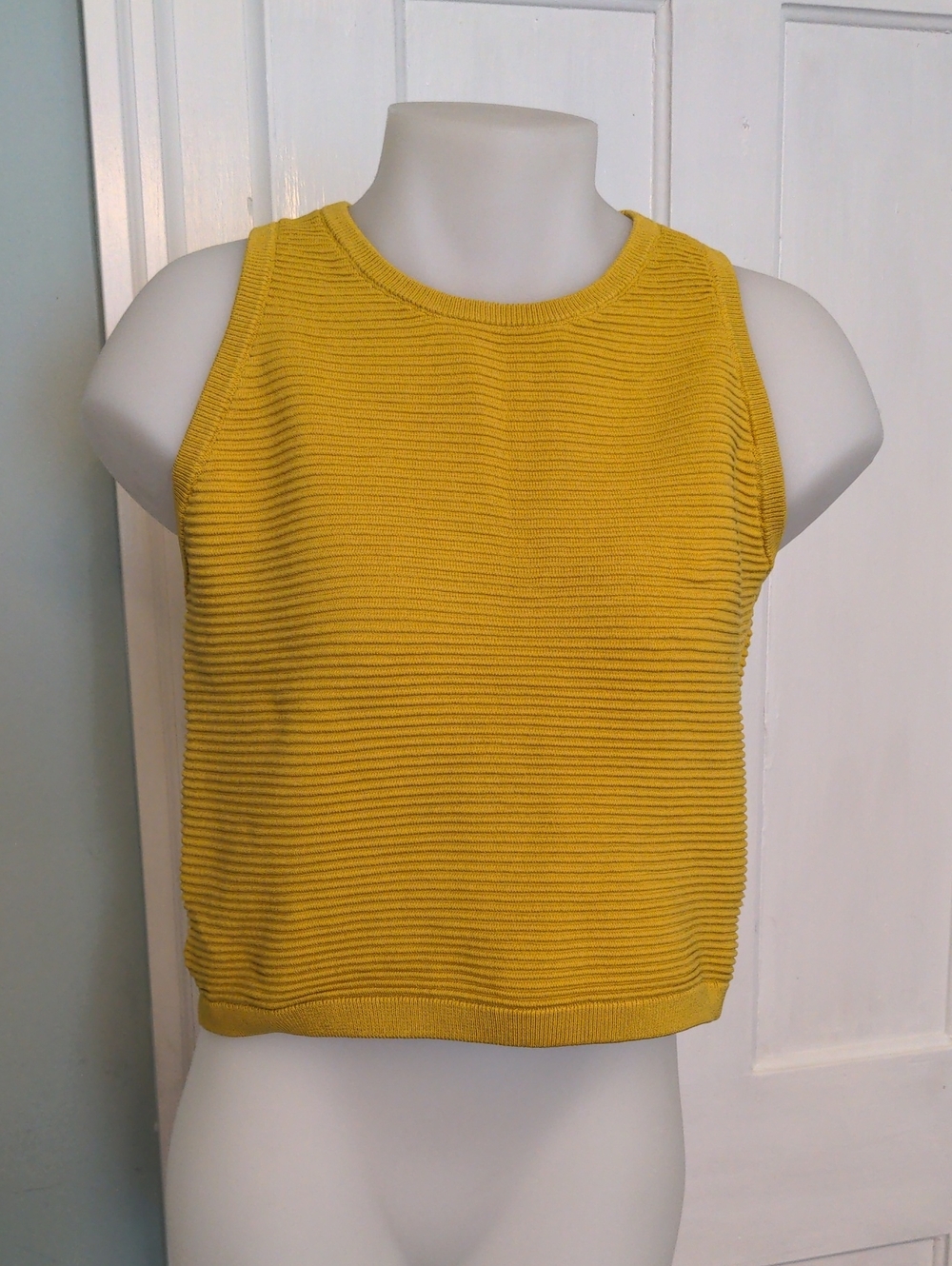 Yellow Ribbed Knit Crop Talk